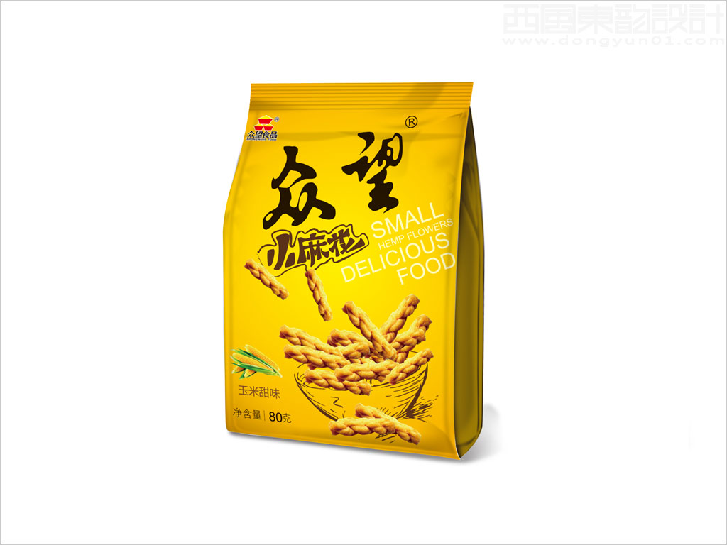 湖北眾望科工貿(mào)有限公司眾望玉米甜味小麻花休閑食品包裝袋設(shè)計(jì)